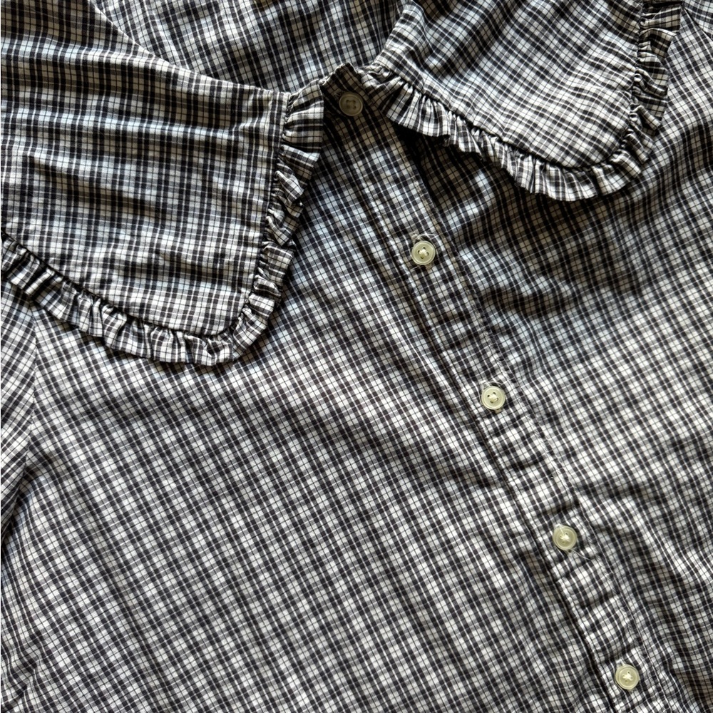 Levi's Women’s Black & White Plaid Peasant Button Down Blouse 🖤🤍